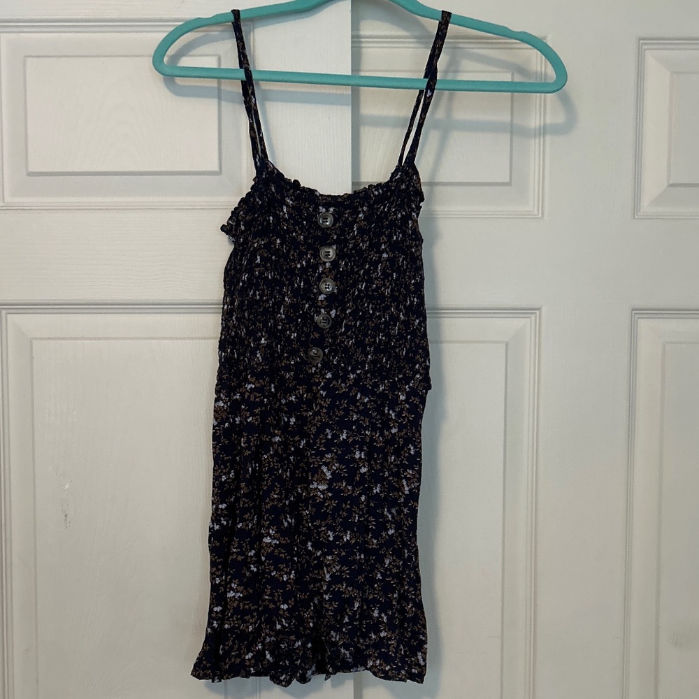 Sky and Sparrow Navy Button Floral Romper Junior Medium